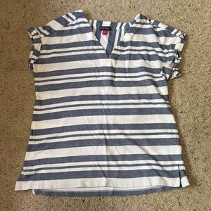 Vince Camuto White & blue Striped Shirt Size S.